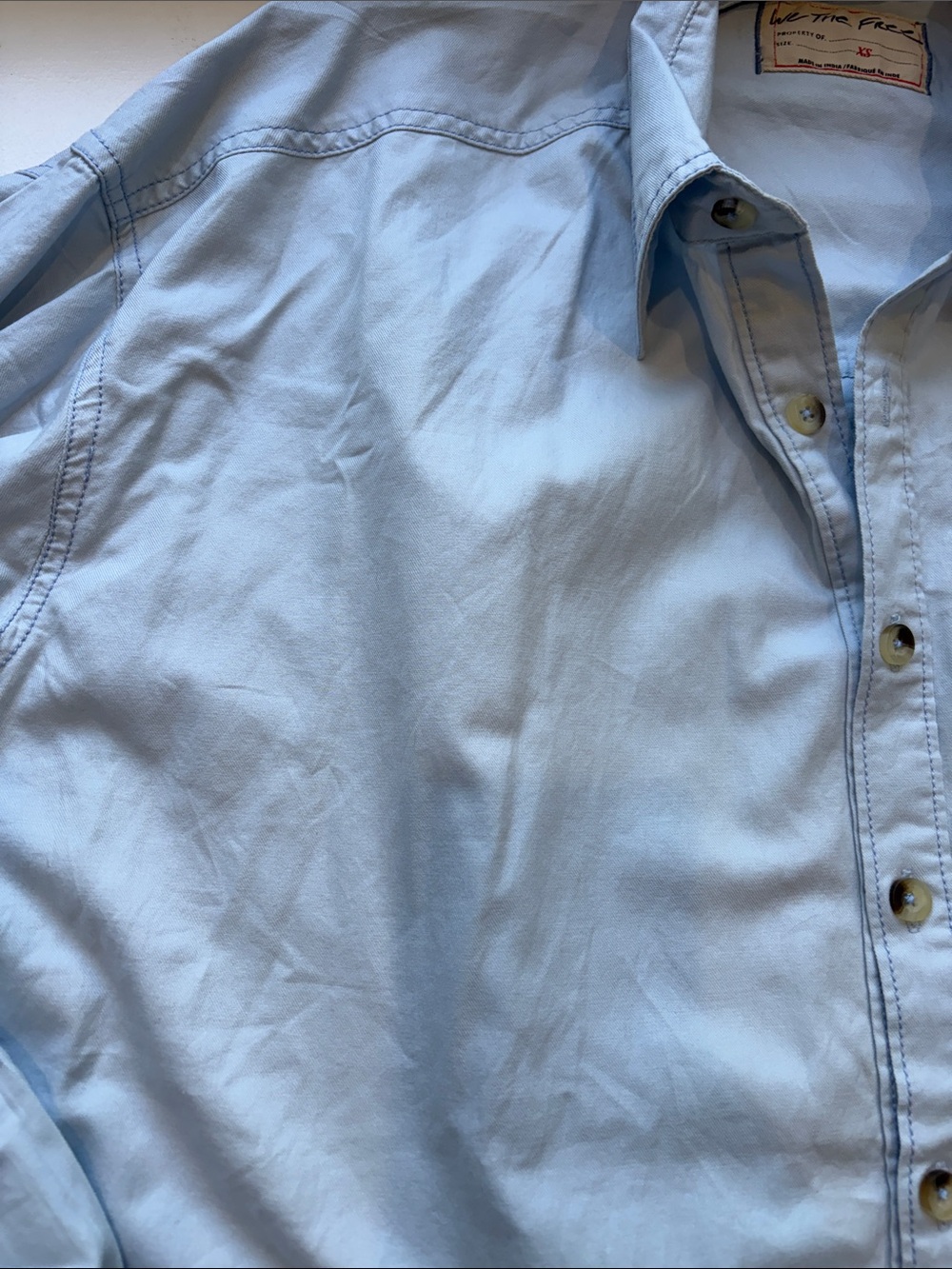 NWOT Free People Freddie oversized Light Blue Button-down cotton shirt size XS - Picture 4 of 12